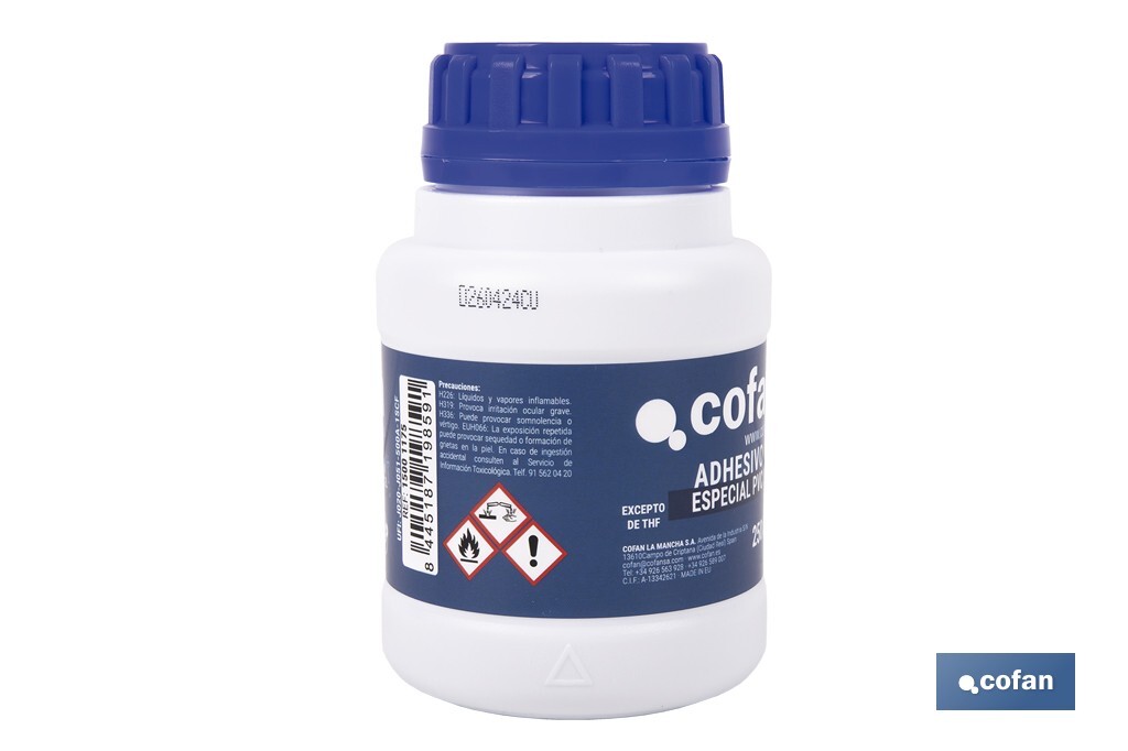 Adhesivo para PVC de 250 ml | Gel para uniones | De secado muy rápido | Ideal para tuberías - Cofan