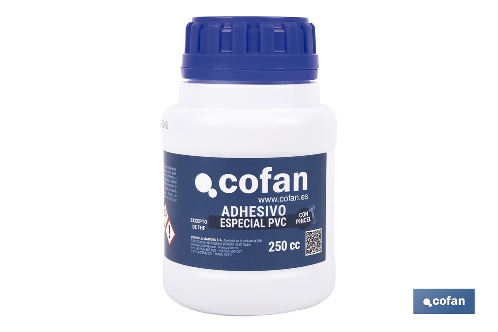Adhesivo para PVC de 250 ml | Gel para uniones | De secado muy rápido | Ideal para tuberías - Cofan