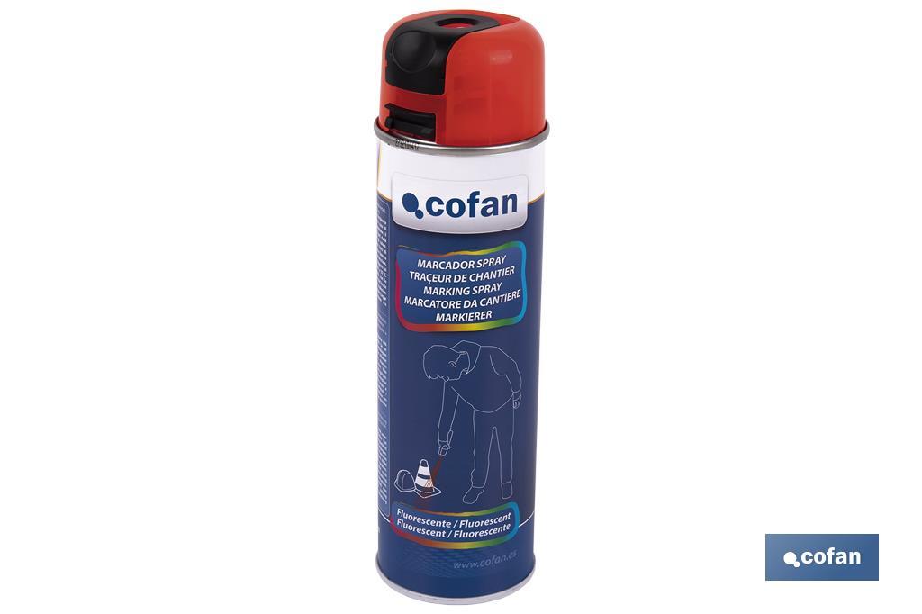 Spray de marquage fluorescent de travaux | Plusieurs couleurs | Emballage de 500 ml - Cofan