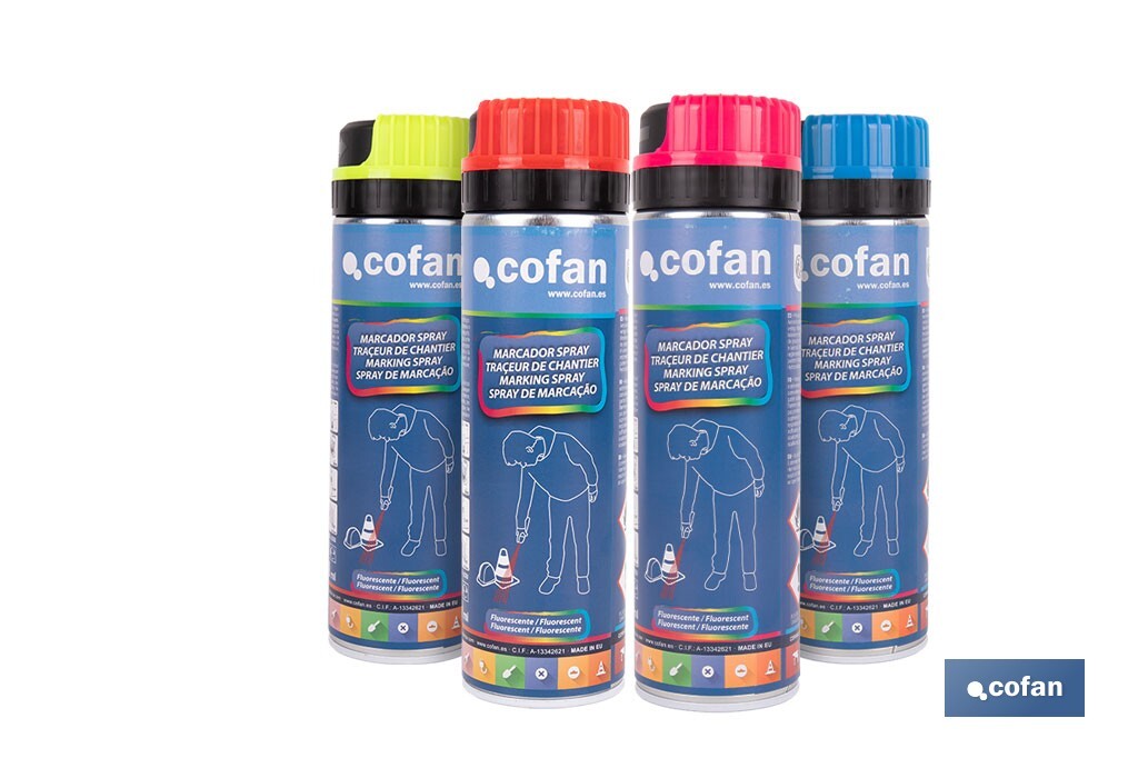 Fluorescent marking spray for construction works | Several colours | 500ml - Cofan