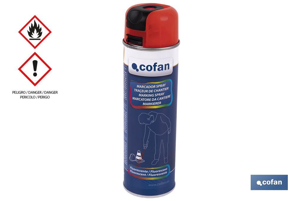 Spray Marcador Fluorescente de Obra | Várias Cores | Embalagem de 500 ml - Cofan