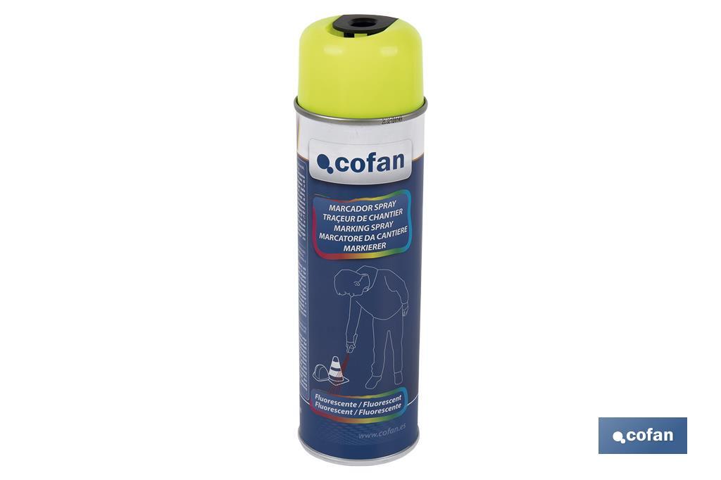 Spray de marquage fluorescent de travaux | Plusieurs couleurs | Emballage de 500 ml - Cofan