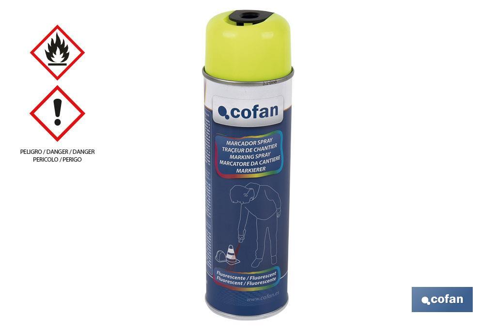 Spray Marcador Fluorescente de Obra | Várias Cores | Embalagem de 500 ml - Cofan