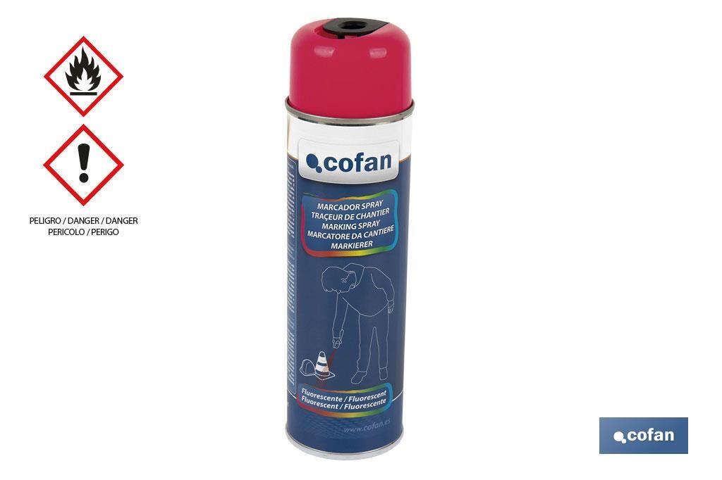 Spray Marcador Fluorescente de Obra | Varios Colores | Envase 500 ml - Cofan