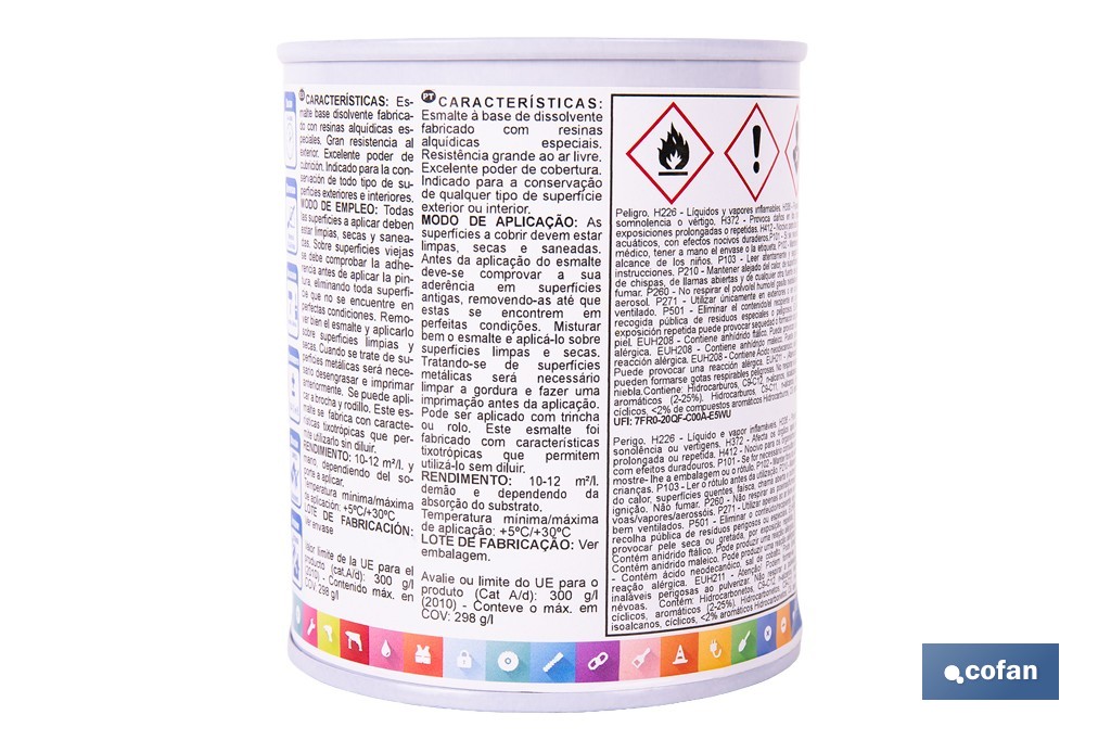 Esmalte Sintético | Em várias Cores | Embalagem 125 ml, 375 ml, 750 ml ou 4 L - Cofan