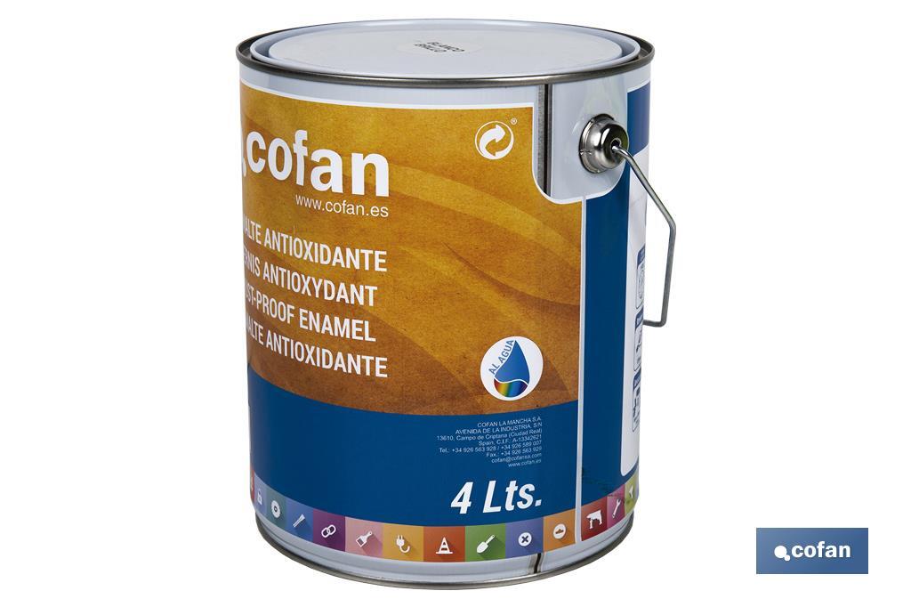 Émail Antioxydant Lisse à base d'eau | Différentes Couleurs | Plusieurs capacités - Cofan