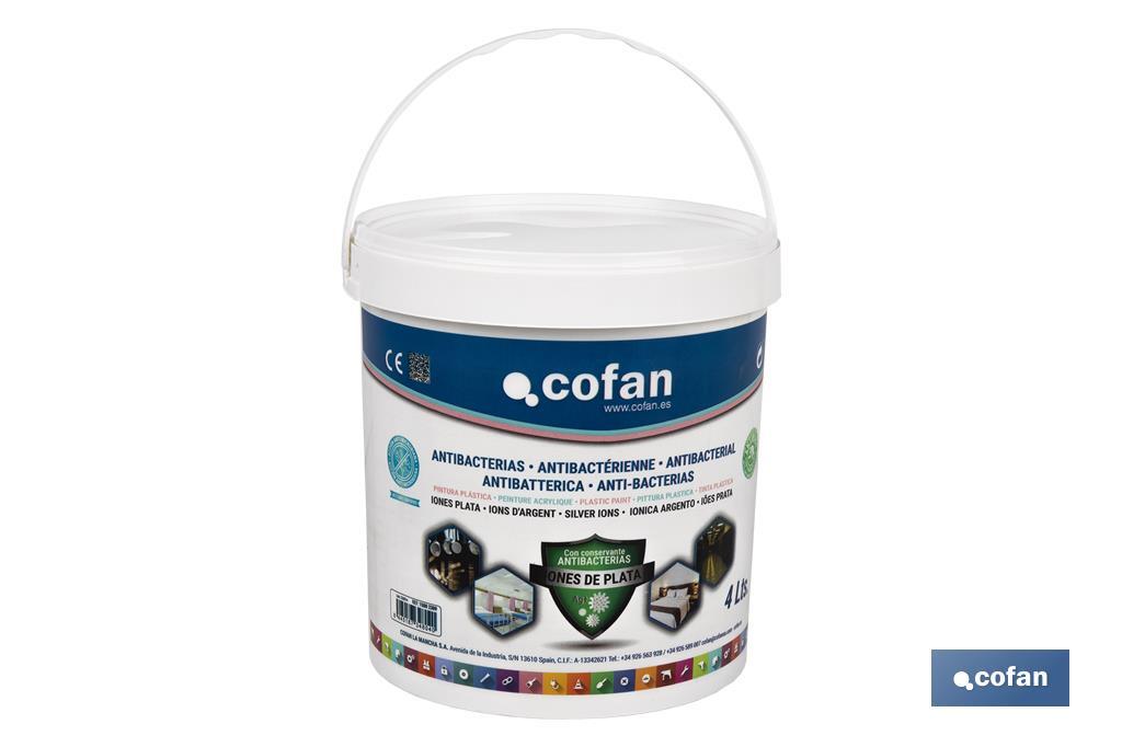 Peinture Acrylique Antibactérienne par Ions d'Argent | Récipient de 4 ou 12 litres | Couleur Blanche - Cofan