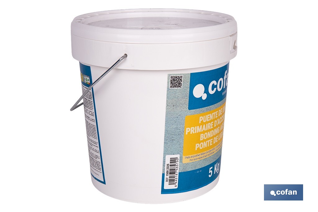 Puente de unión de anclaje acrílico | Imprimación adherente con acabado rugoso y color beige | Disponible en diferentes capacidades - Cofan