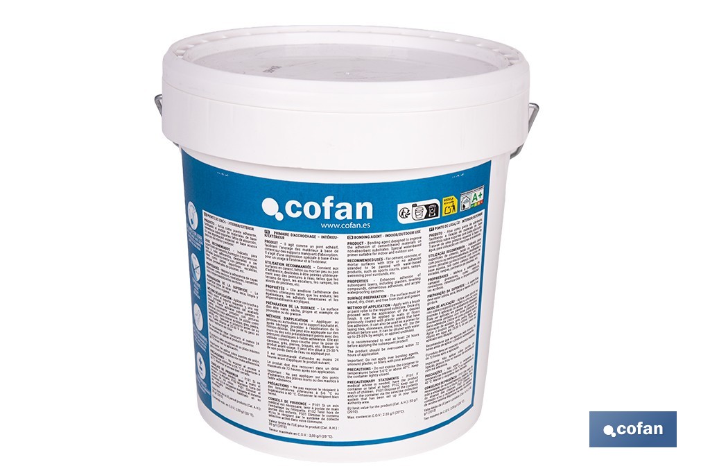 Puente de unión de anclaje acrílico | Imprimación adherente con acabado rugoso y color beige | Disponible en diferentes capacidades - Cofan