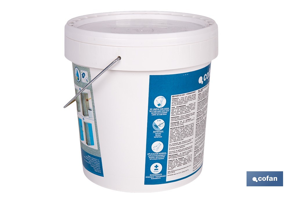 Puente de unión de anclaje acrílico | Imprimación adherente con acabado rugoso y color beige | Disponible en diferentes capacidades - Cofan