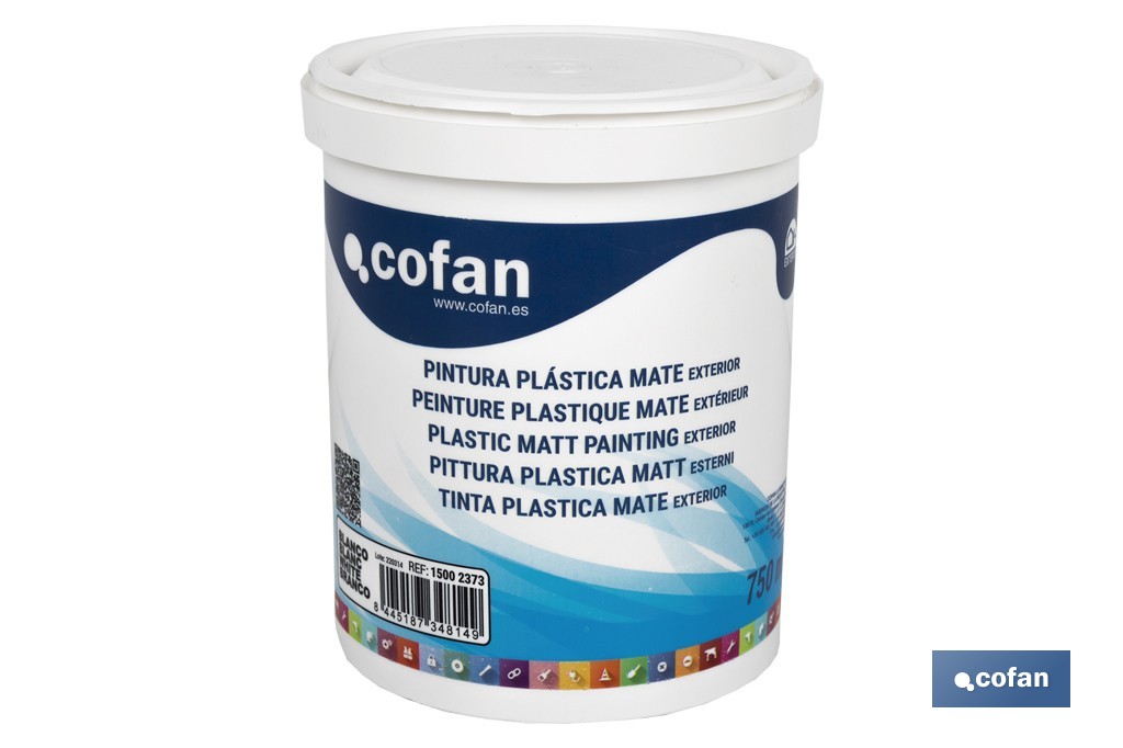 Tinta Plástica de exterior | Secagem rápida | Recomendada para uso exterior | Vários Tamanhos - Cofan