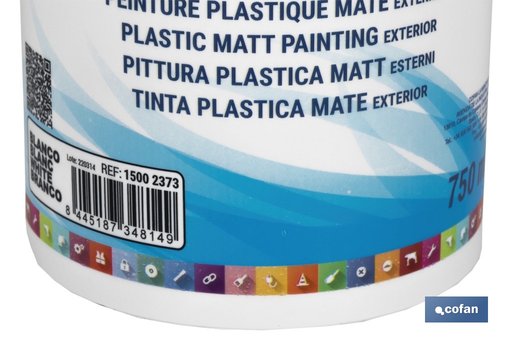 Tinta Plástica de exterior | Secagem rápida | Recomendada para uso exterior | Vários Tamanhos - Cofan