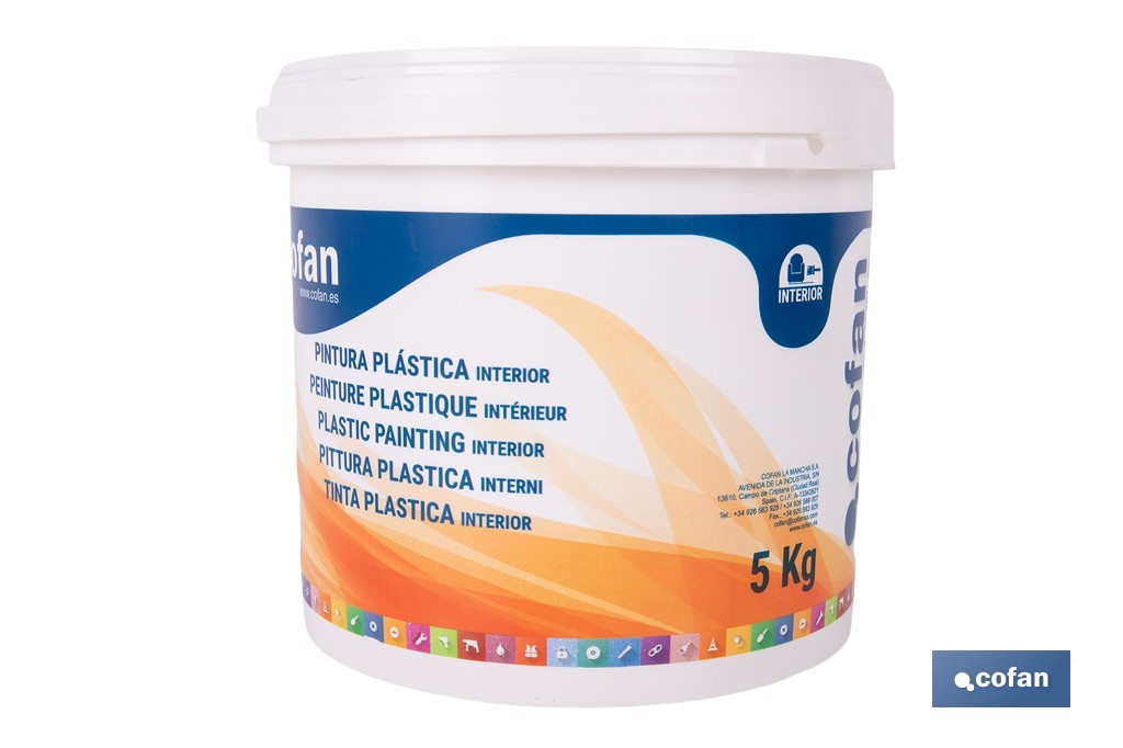 Pintura Plástica | Recomendada para interior | Fácil aplicación y secado rápido - Cofan