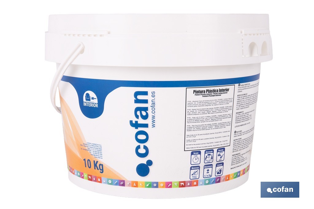 Pintura Plástica | Recomendada para interior | Fácil aplicación y secado rápido - Cofan