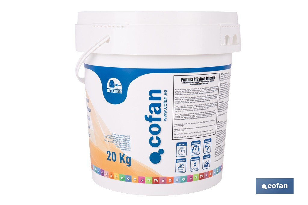 Pintura Plástica | Recomendada para interior | Fácil aplicación y secado rápido - Cofan