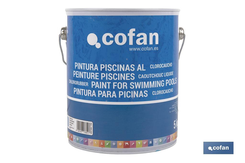 Peinture piscines caoutchouc chloré | Couleur bleue clair et bleu foncé | Capacité 5 kg - Cofan