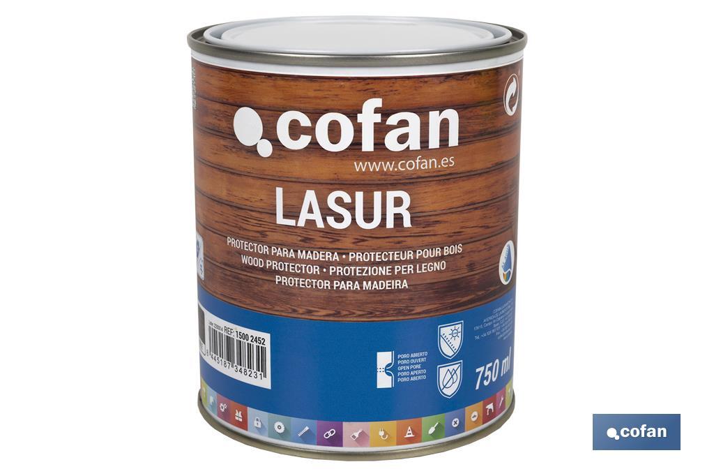 Lasur Protector Aquoso para Madeira | Acabamento Mate | Diferentes Tamanhos e Cores - Cofan