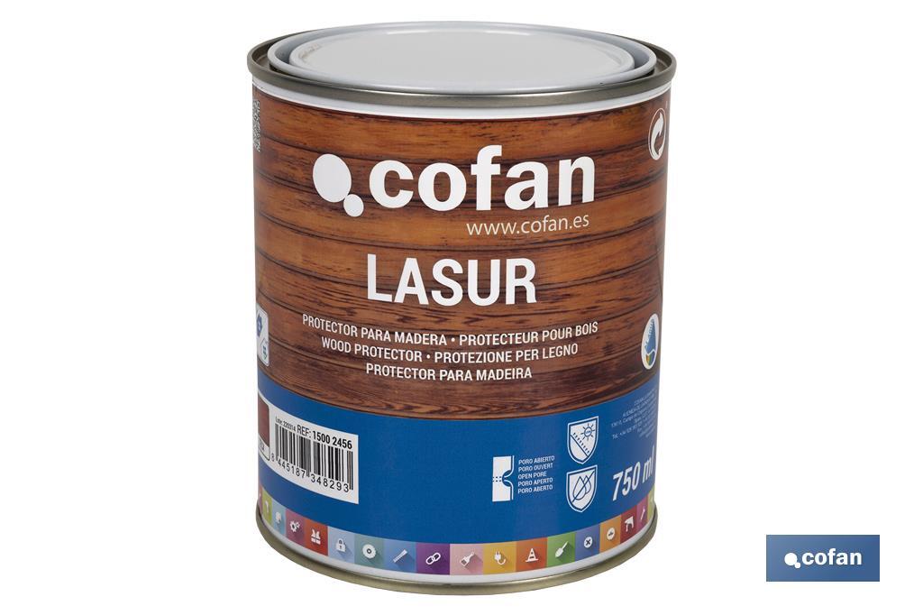 Lasur Protector Aquoso para Madeira | Acabamento Mate | Diferentes Tamanhos e Cores - Cofan