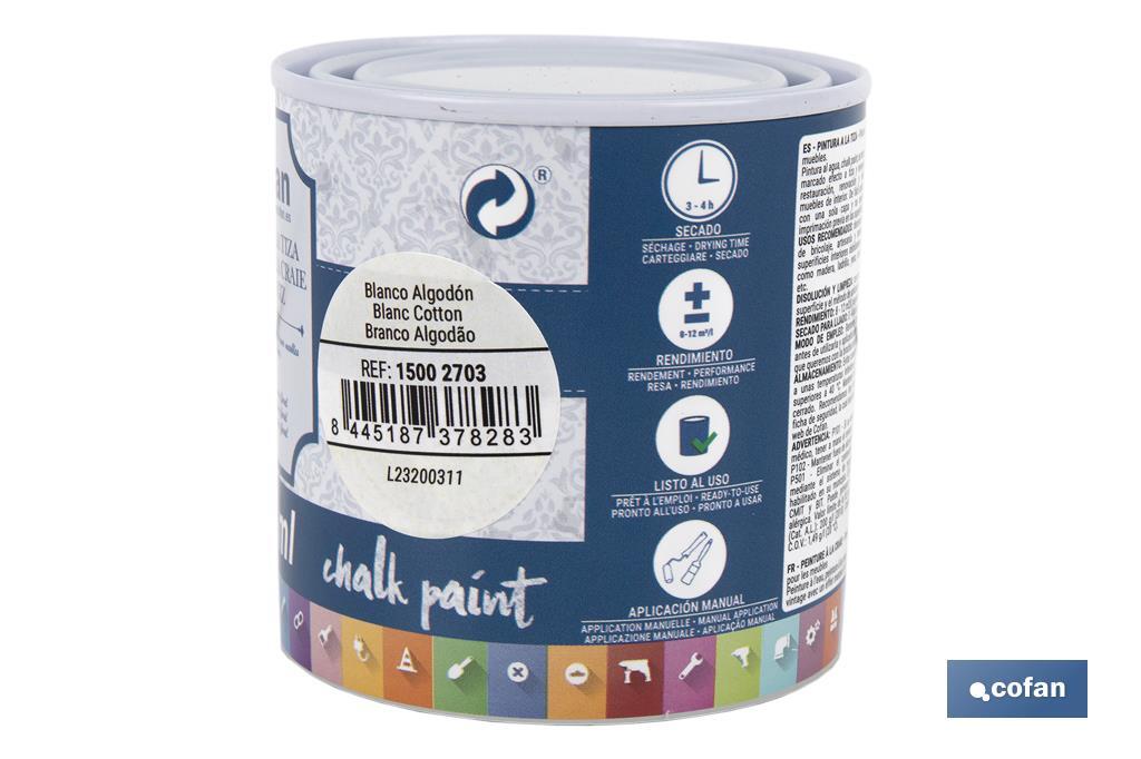 Pintura a la tiza chalk paint | Adecuada para restauración y decoración de muebles | Diferentes capacidades | Varios colores - Cofan