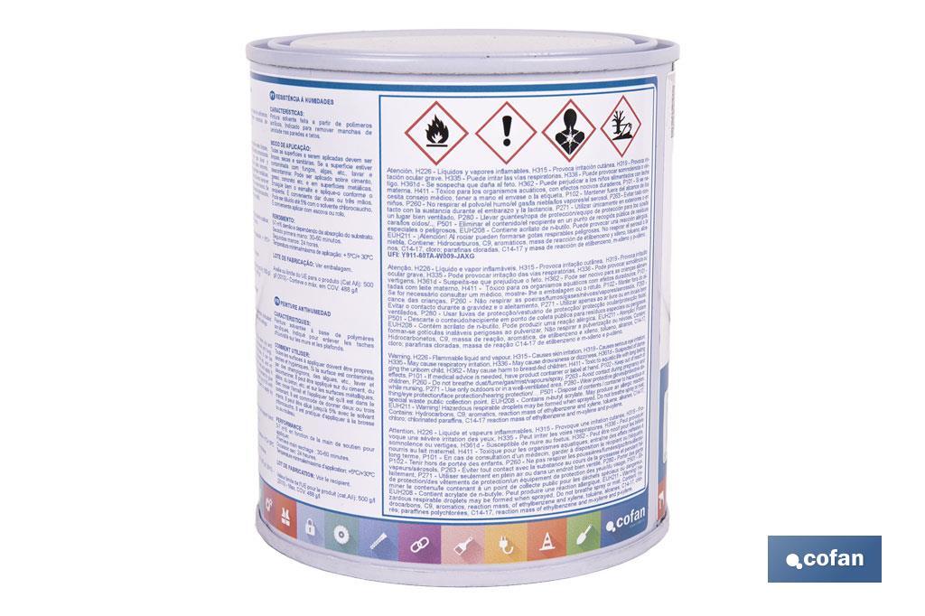 Pintura antihumedad sintética blanca satinada | Protección para paredes y techos | Capacidad: 750 ml y 4 L - Cofan