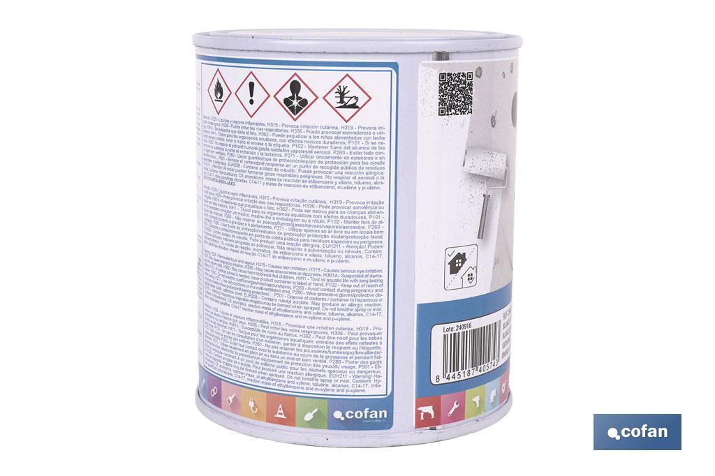 Pintura antihumedad sintética blanca satinada | Protección para paredes y techos | Capacidad: 750 ml y 4 L - Cofan