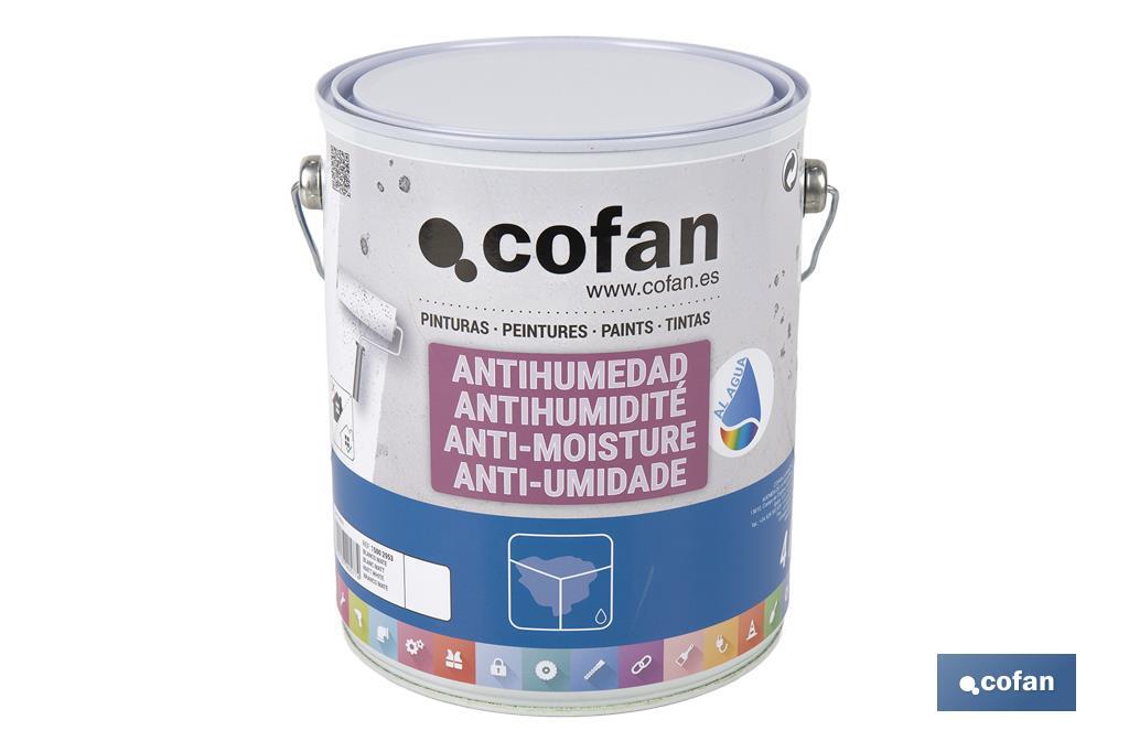 Pintura antihumedad al agua en blanco mate | Solución para paredes y techos | Diferentes capacidades - Cofan