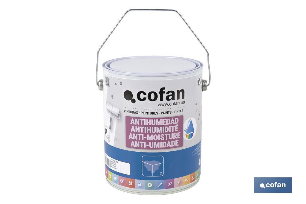 Pintura antihumedad al agua en blanco mate | Solución para paredes y techos | Diferentes capacidades - Cofan