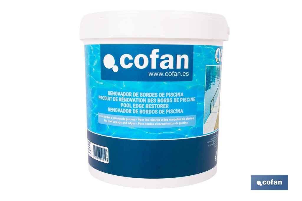 Pintura antideslizante para bordes de piscina | Impermeable, color blanco mate | Capacidad de 4 litros - Cofan