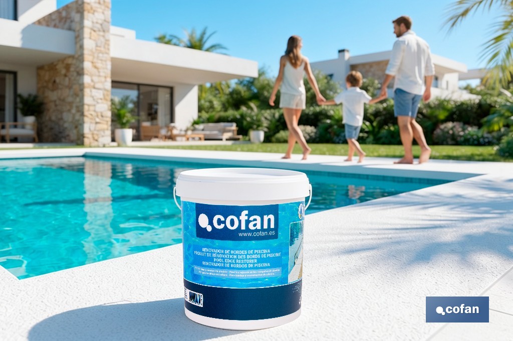 Pintura antideslizante para bordes de piscina | Impermeable, color blanco mate | Capacidad de 4 litros - Cofan