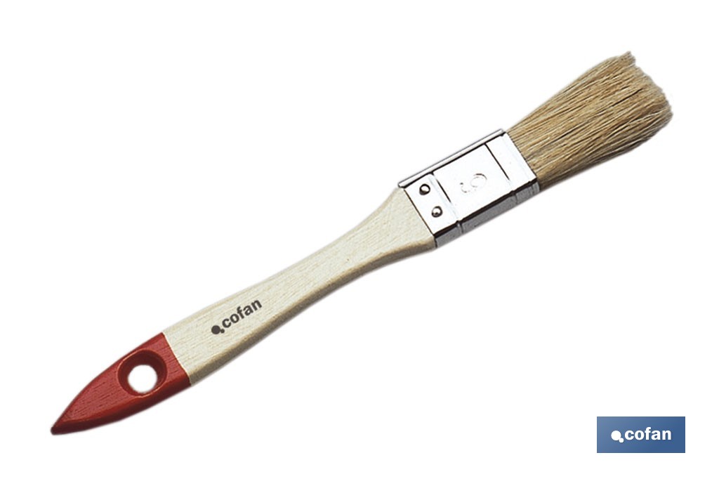 Brush with triple thickness | Waxed and varnished beechwood handle | DIY works - Cofan