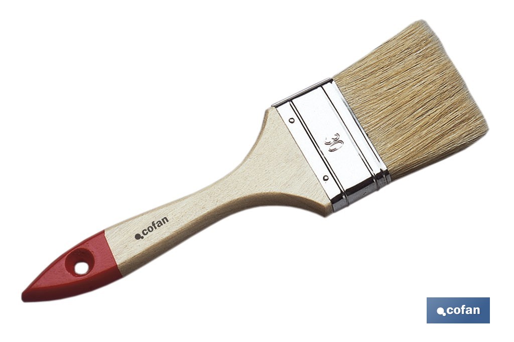 Brush with triple thickness | Waxed and varnished beechwood handle | DIY works - Cofan