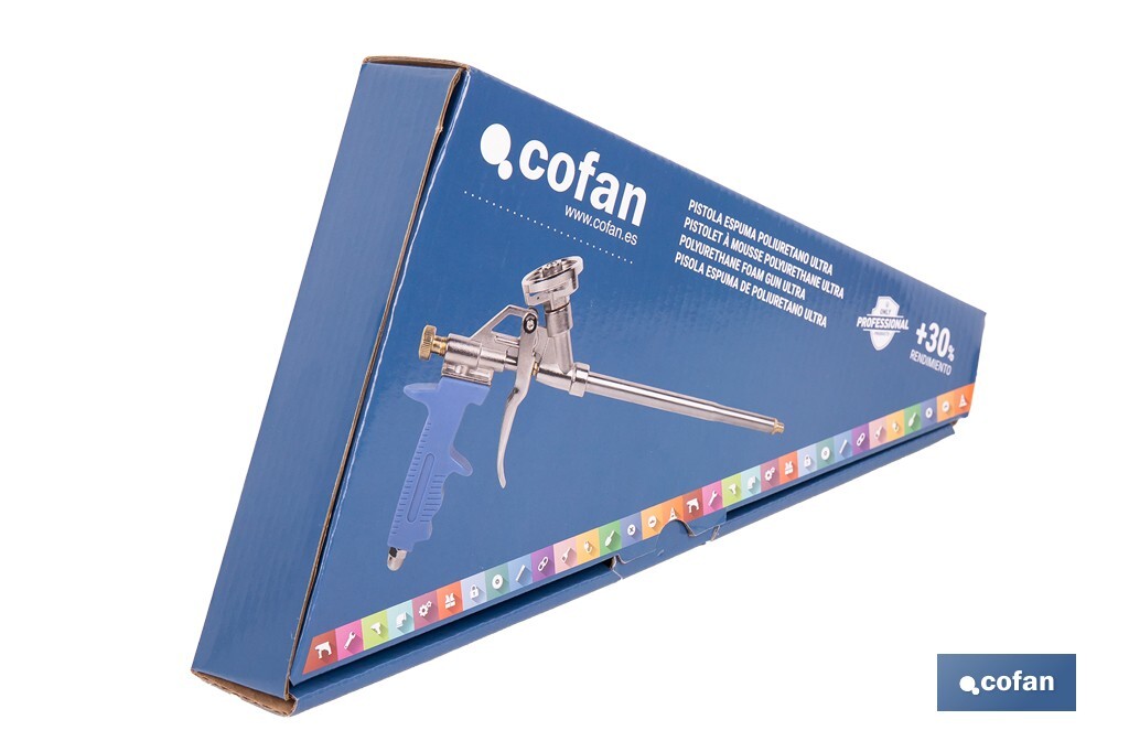Polyurethane Ultra foam applicator gun | Ergonomic handle | Size: 18cm x ø2mm - Cofan