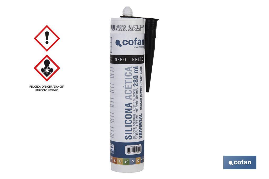 Acetoxy silicone sealant | Clear coloured | Cartridge of 280ml - Cofan