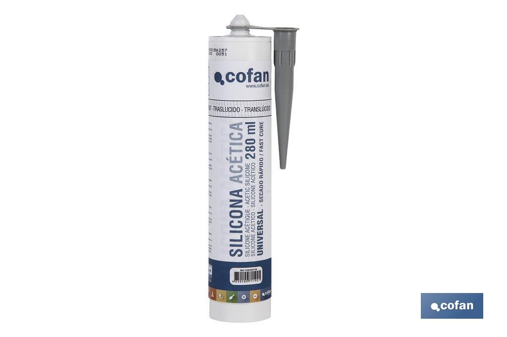 Acetoxy silicone sealant | Clear coloured | Cartridge of 280ml - Cofan