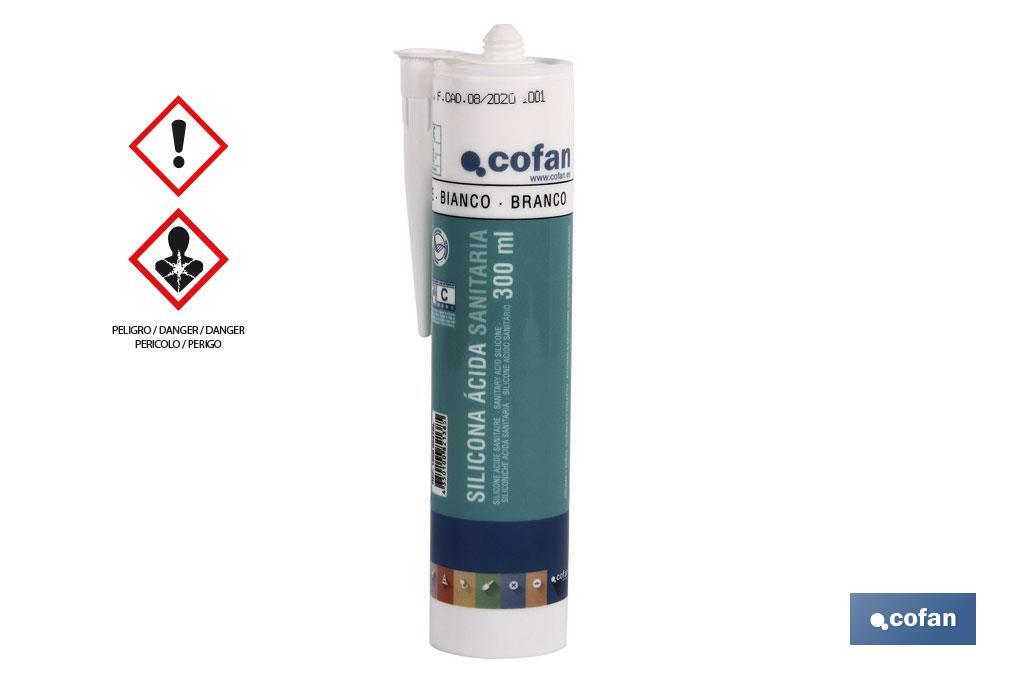 Silicone Ácido Sanitário | Cor Branco | Embalagem de 300 ml - Cofan