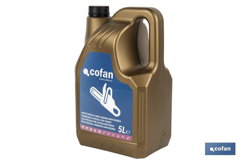 Olio speciale per Catene di Motosega | Lubrificazione continua delle catene | Protezione contro l’usura | Confezione da 1 o 5 L - Cofan