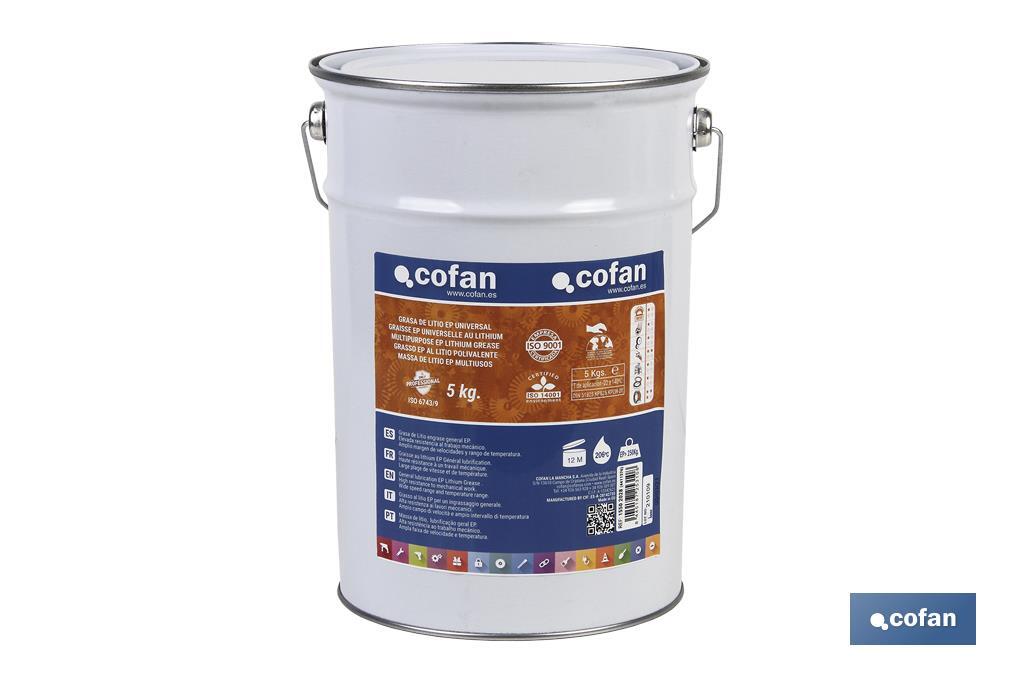 Lithium grease cartridge | ISO 6743/9 EP Standard | Suitable for copper mechanisms and their alloys - Cofan