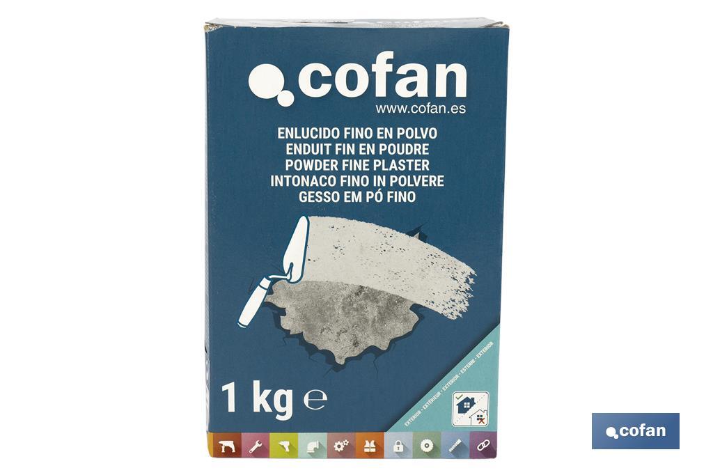Enlucido fino en polvo | Para uso en exterior | Cantidad: 1 y 5 kg - Cofan