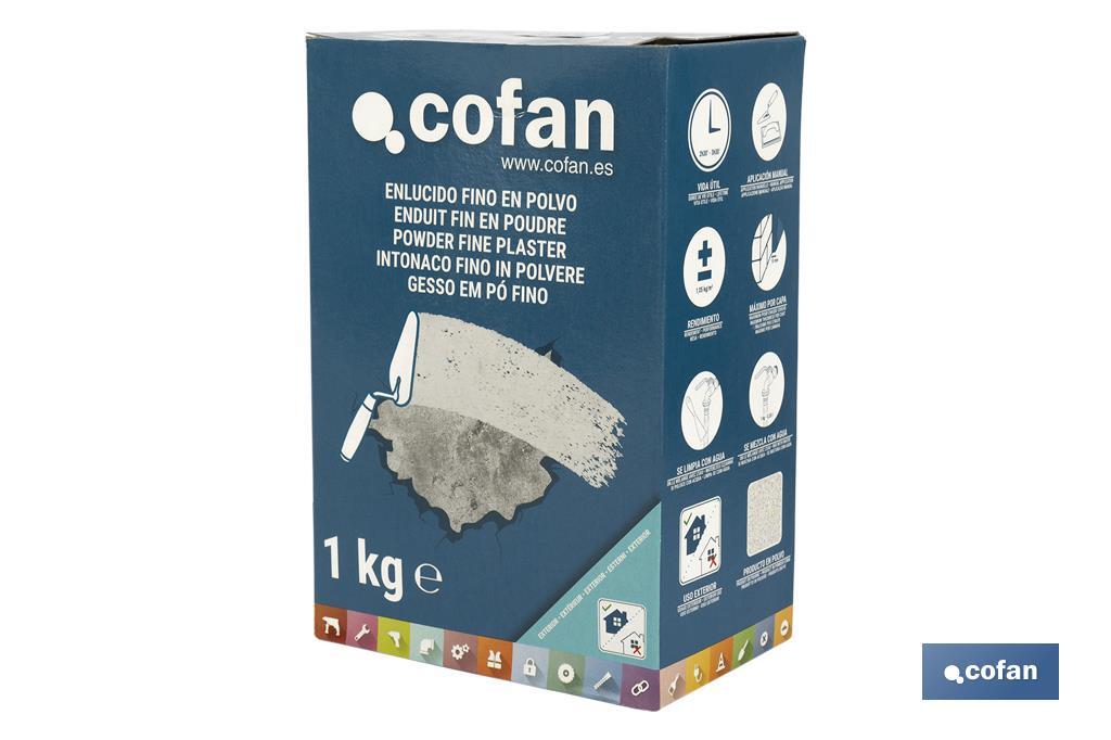 Gesso em Pó Fino | Para Uso em Exterior | Formato de 1 e 5 kg - Cofan