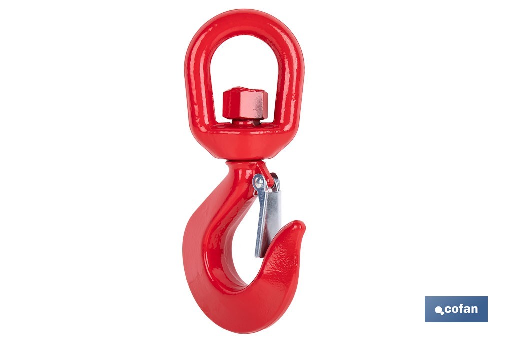 Gancho giratório com trava de segurança aço carbono C40 - Cofan