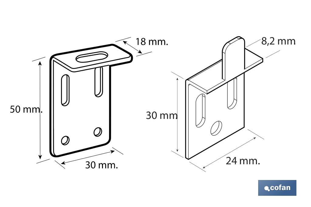 Kit de Esquadros de Suporte para Espelhos | Medida: 30 mm | Aço Galvanizado - Cofan