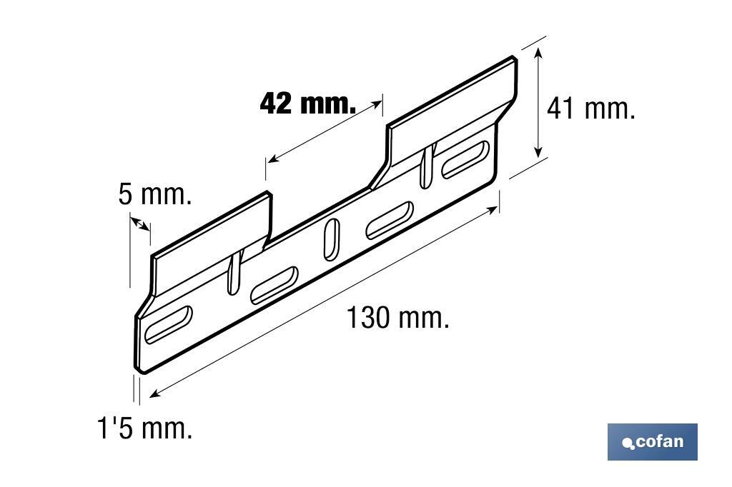 Placa Doble para Colgar y Fijar en Mobiliario | Medidas: 130 mm y Hueco: 42 mm - Cofan