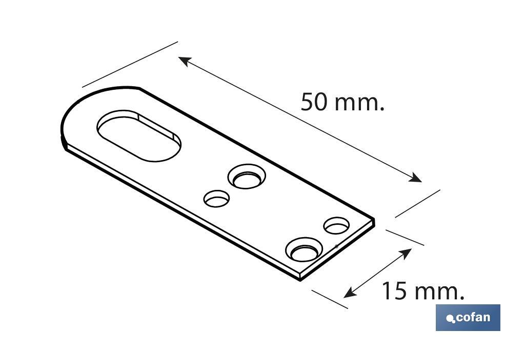 Hanging plate for fixing objects | Size: 15 x 50mm | Galvanised steel - Cofan