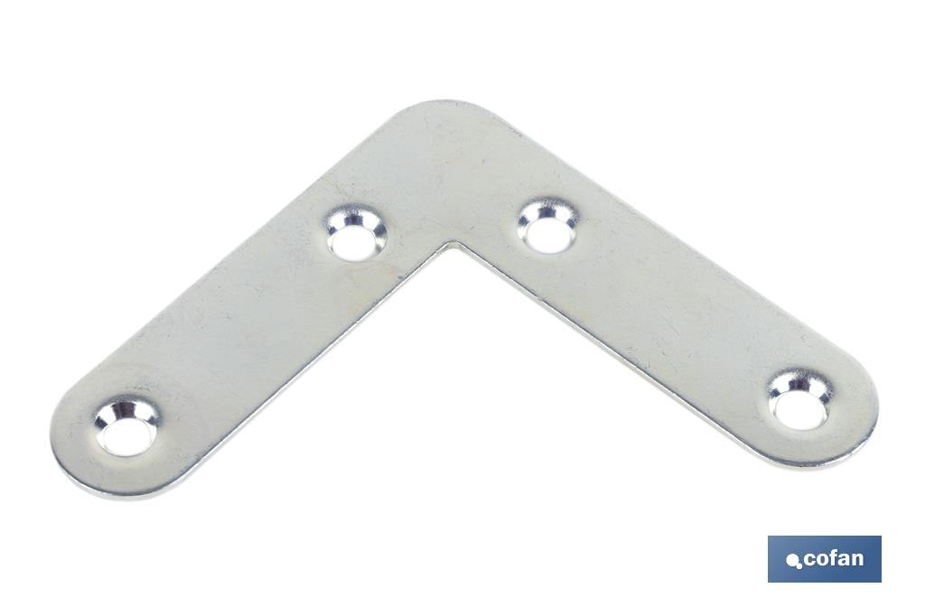 Flat corner plate | Zinc-plated steel | Available in different sizes - Cofan