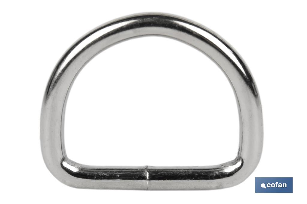 Welded metal D-ring buckle for fastening of awnings and tarpaulins | Size: Ø4mm x 25mm - Cofan
