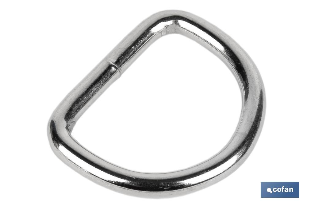 Welded metal D-ring buckle for fastening of awnings and tarpaulins | Size: Ø4mm x 25mm - Cofan