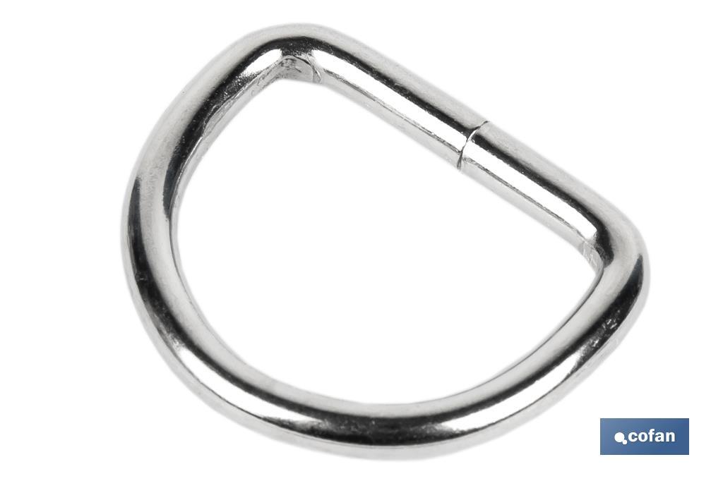 Welded metal D-ring buckle for fastening of awnings and tarpaulins | Size: Ø4mm x 25mm - Cofan