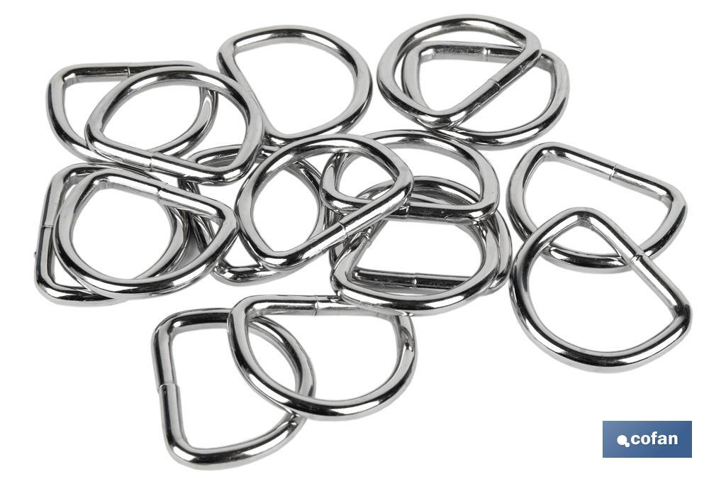 Welded metal D-ring buckle for fastening of awnings and tarpaulins | Size: Ø4mm x 25mm - Cofan