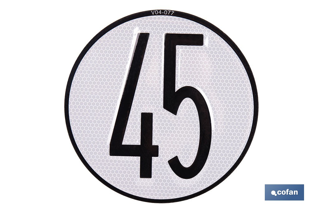 Disco de velocidad 45 km/h de aluminio | Placa V4 homologada | Disponible en dos medidas diferentes - Cofan