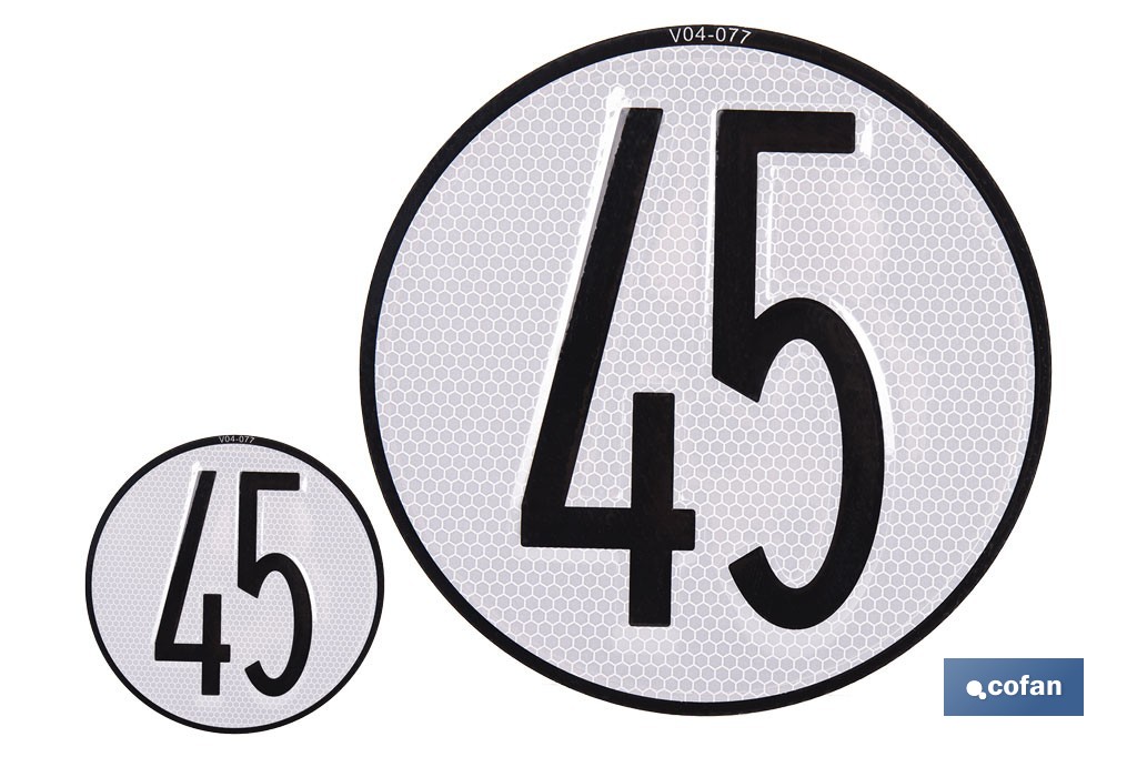 Disco de velocidad 45 km/h de aluminio | Placa V4 homologada | Disponible en dos medidas diferentes - Cofan